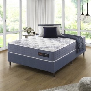 Conjunto Box Berlim Linho Azul Espuma Densidade D33HR + Molas
