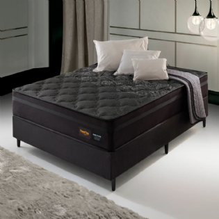 Conjunto Box Prestige Black Espuma Densidade D28 + Molas